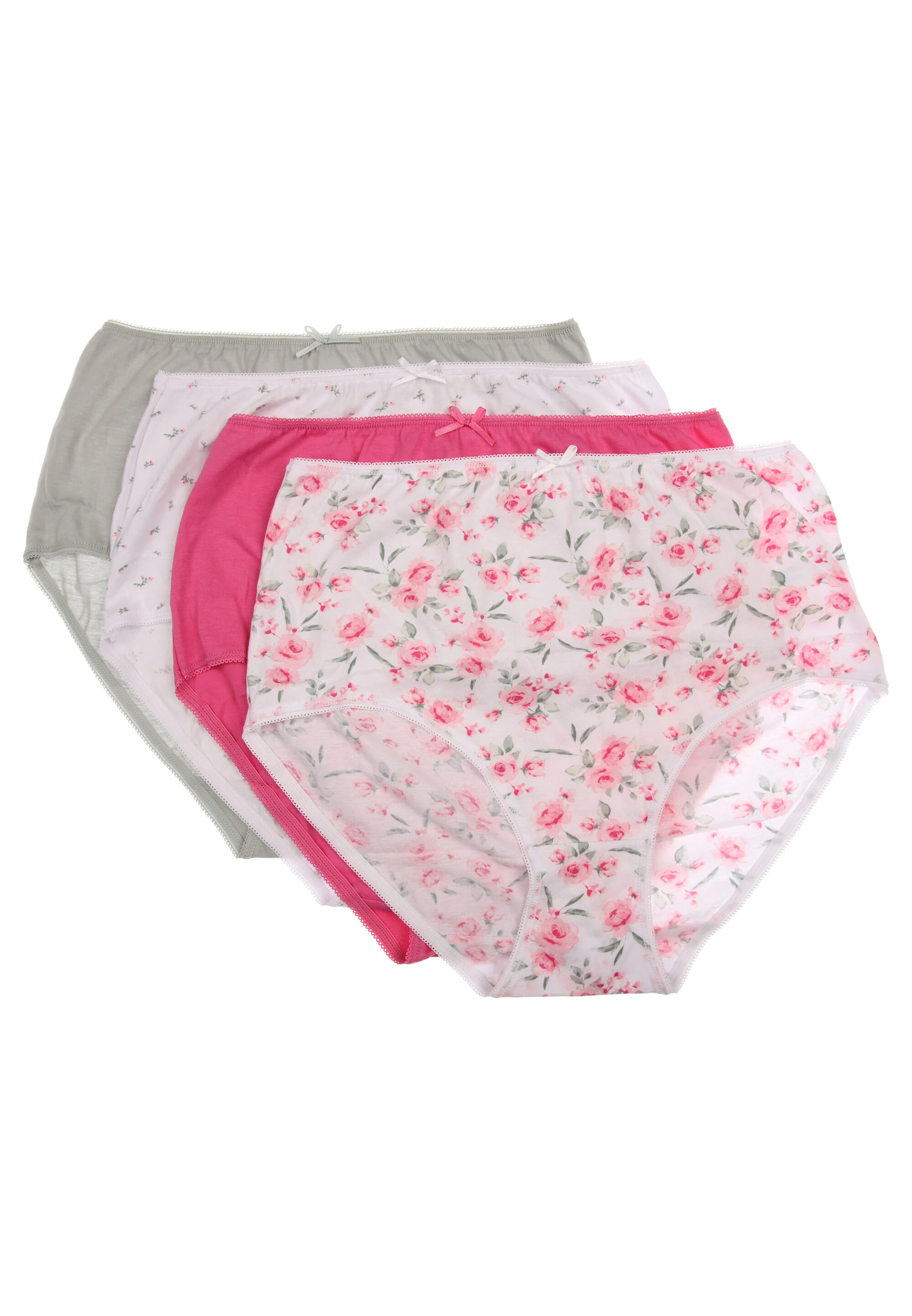 Womens 4pk Pink Floral Print Full Briefs