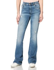 Women's 5 Flared Trousers with Golden Heart Stud on Rear Pocket Jeans, Zzsw1946, 6