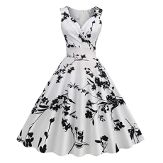 Women's 50s Dresses Vintage Rockabilly Cocktail Dress Sexy Sleeveless Prom Dress Elegant A-line Dress Floral Print Summer Dress Knee-Length V-Neck Evening Dress High Waist Pleated Skirt