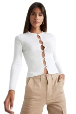 Women's A2283AX Cardigan Sweater, Ecru, L