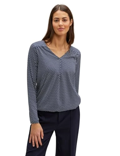 Women's A320806 Printed Long-Sleeved Shirt, Deep Blue, 20