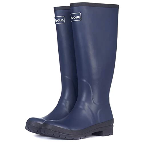 Womens Abbey Tall Rubber Rain Walking Fashion Back Logo Wellingtons - Navy - 8