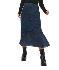 Women's Abstract Animal Print Plisse Pleated Midi Skirt, Multicoloured, 12 Women's Abstract Animal Print Plisse Pleated Midi Skirt, Multicoloured, 12