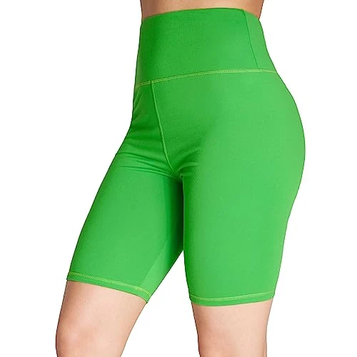 Womens Activewear Shorts, Stretchy High Waist Shorts for Yoga Working Out (Green, XL)