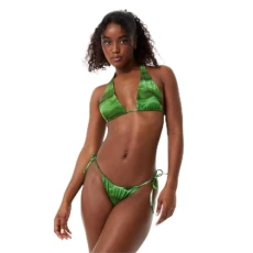 Womens Adjustable Bikini Bottom Green Swirl L Womens Adjustable Bikini Bottom Green Swirl L