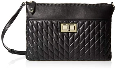 Women's Agyness Lamb Slim Crossbody, Black/Gold, One Size