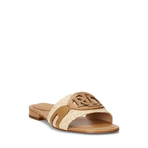 Women's Alegra Raffia & Leather Slide Sandal, Brown, 6 UK