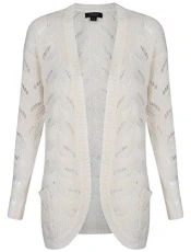 Women's Amara Reya Lilac Loose Fit Textured Knit Cardigan Pearl...