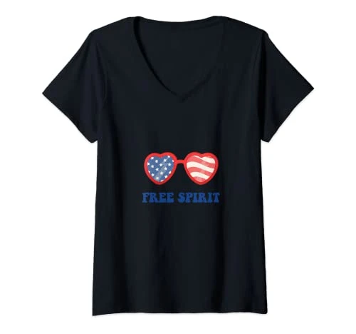 Womens Americana Free Spirit V-Neck T-Shirt