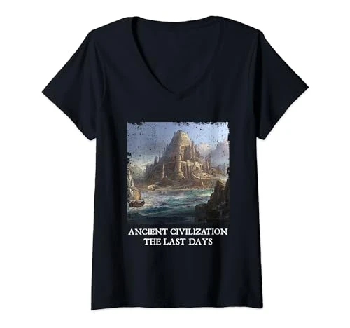 Womens Ancient Ancient Culture Civilization Last Days V-Neck T-Shirt