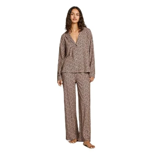 Women's Animal Pj Set, Pyjama, Brown, L