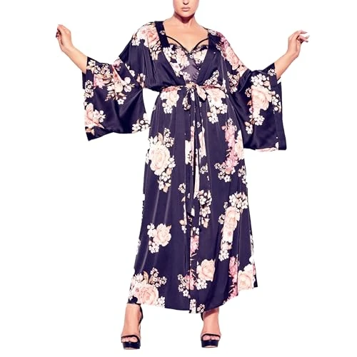 Women's Apparel Fox & Royal Plus Size Carla Robe, Floral, 18