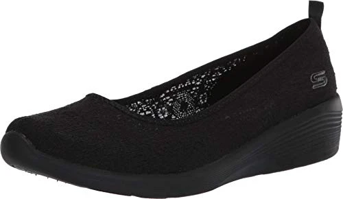 Women's Arya Airy Days Closed Toe Ballet Flats, Black Crochet Trim, 5 UK