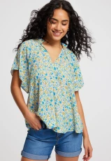 Womens Assorted Ditsy Angel Sleeve Blouse Womens Assorted Ditsy Angel Sleeve Blouse