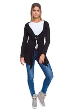Womens Asymmetric Tied Cardigan Loose Fit Long Sleeve Open Front Sizes S-L W18 Black