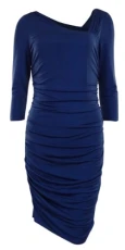 Women's Asymmetrical Neck Metallic Ruched Jersey Dress (4, Sapphire) Women's Asymmetrical Neck Metallic Ruched Jersey Dress (4, Sapphire)