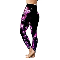 Women's Athletic Workout Leggings Butterfly Printed High Waisted Stretch Yoga Pants Running Exercise Pants Pink Women's Athletic Workout Leggings Butterfly Printed High Waisted Stretch Yoga Pants Running Exercise Pants Pink