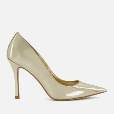 Womens Attention Metallic Patent eather Heeled Pumps - UK - Gold