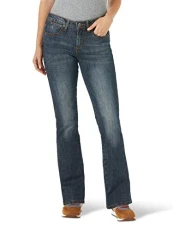 Women's Aura Instantly Slimming Mid Rise Boot Cut Jean - Blue - 12