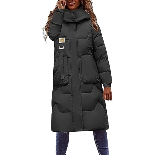 Women's Autumn Winter Casual Hoodie with Zip Pockets, Warm, Padded Coat Dress with Trousers Undernea