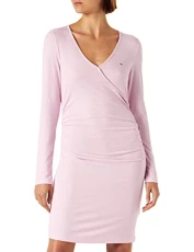 Women's Baby Rib Mini Wrap Dress, French Orchid, L Women's Baby Rib Mini Wrap Dress, French Orchid, L
