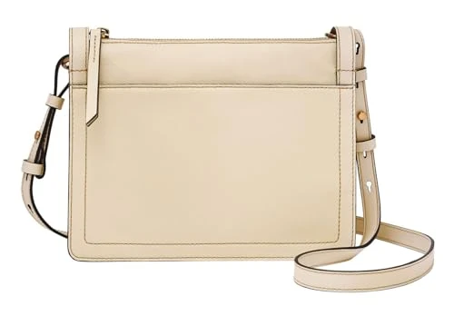 women's bag Taryn white leather crossbody bag, L: 24.1 cm, W: 5.7 cm, H: 18.4 cm, ZB1894105