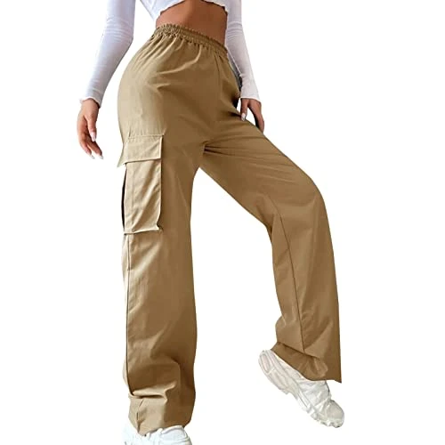 Women's baggy flared trousers with belt, less high waist, wide cut trousers, straight leg, r