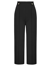 Women's Baggy Trousers Elegant Straight Wide Leg Palazzo Trousers High Waist with Pockets Comfortable Casual Trousers, black, M