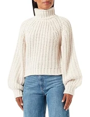 Women's Balloon sleeve sweater, Worn White, S Women's Balloon sleeve sweater, Worn White, S