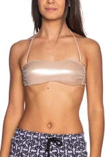 Women's Bandeau Bikini with Non Removable Straps + Briefs with Bows, Brush, 36B