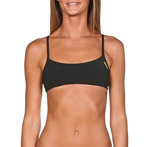 Women's Bandeau Play Bikini, Black-yellow Star, XXS UK