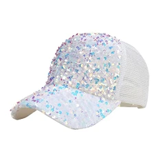 Women's Baseball Cap Glitter Sequin Mesh Breathable Baseball Caps Adjustable Comfortable Baseball Ha