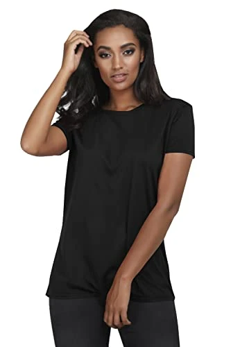 Womens Basic Baggy Oversized Plain Short Sleeve Casual Basic Tee T Shirt Top Plain Black M/L (UK 12/14)