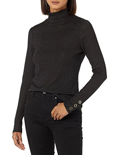 Women's Basic Essential Long Sleeve Knit Top T-Shirt, Black, S