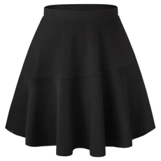Women's Basic Mini Skirt Knitted Stretchy Skirt High Waist Pleated Skirt Black M