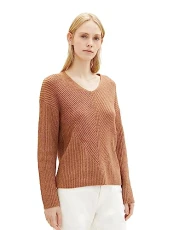 Women's Basic V-Neck Jumper, 32399-blush Mahogany Melange, L