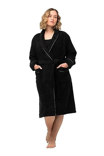 Women's Bathrobe, Woven Terry, Black, 24-26