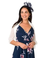 Womens Batwing 3/4 Sleeve HIgh Neck Chiffon Shrug (Cream, 08), 3730-CRM-08 Womens Batwing 3/4 Sleeve HIgh Neck Chiffon Shrug (Cream, 08), 3730-CRM-08