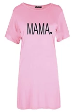 Womens Be Happy Nightdress Nightie PJ Tee Dress MAMA Rose (Black Print) Plus Size (UK 24/26)