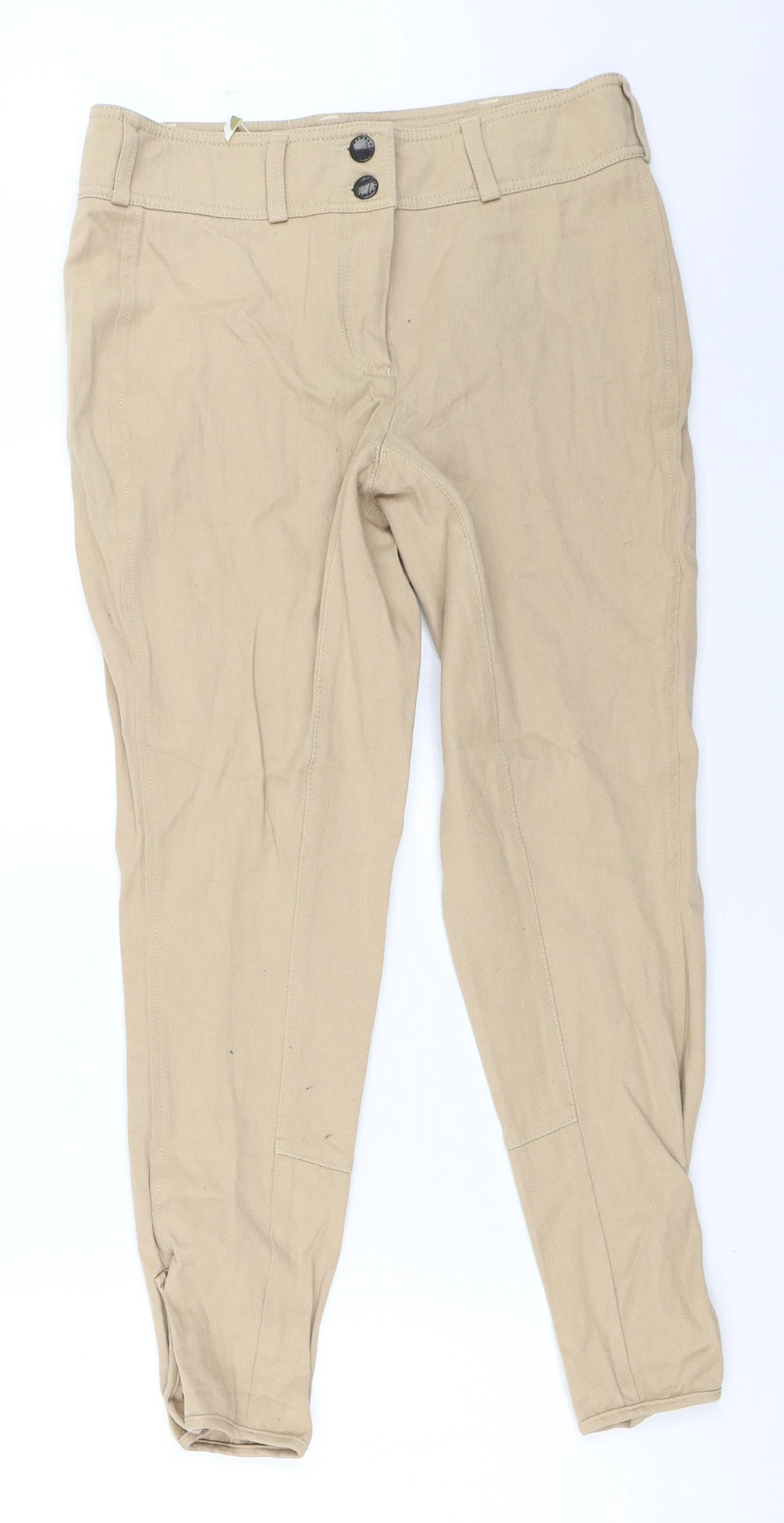 Womens Beige  Cotton Capri Trousers Size 12 L26 in Regular