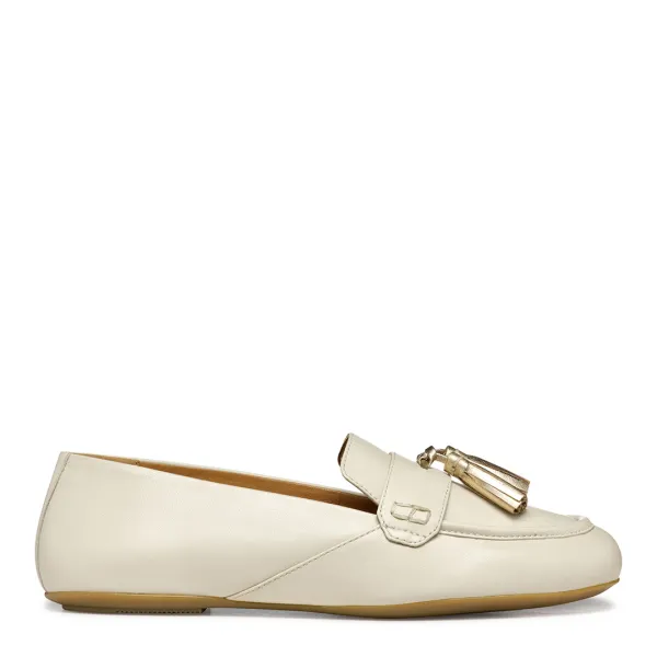 Womens Beige/Gold Leather Palmaria Ballerina Flat - Cream