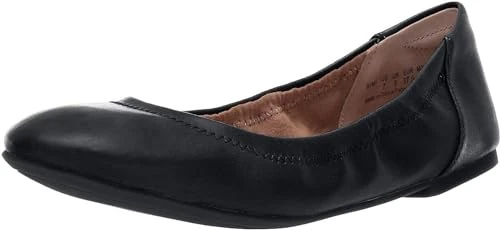 Women's Belice Ballet Flat, Black Faux Leather, 8 UK