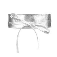 Womens Belts Pu Leather OBI Waist Belt Adjustable Waist Strap Cummerbund for Ladies Dress Wide Waist Band Belt Silver Chiffon 3