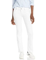 Women's Beth Mid Rise, Baby Bootcut Jean with Back Flap Pockets Petite, White, 29