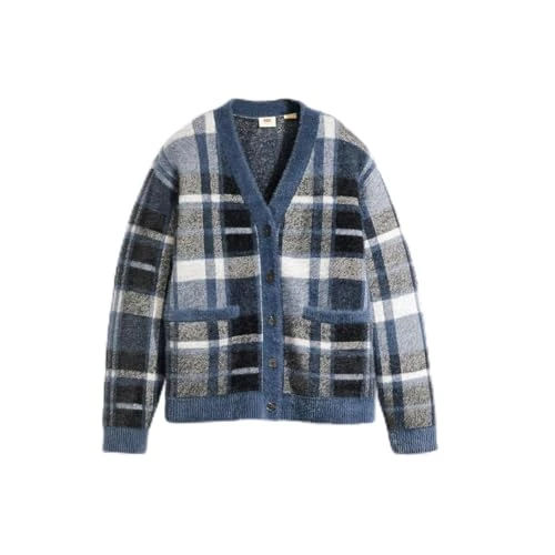 Women's Betty Cardigan Pocketed Multi-Color, Rosalie Knit Plaid V, L