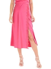 Women's Bianca Lace Midi Skirt, Full Bloom Pink, M