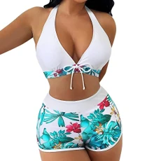 Women's Bikini Bandeau Bikini Halterneck Women's Monokini Women's Sexy String Bikini Thong Bikini Push-Up Set Swimsuit Women's Tummy Control Sexy Super Push Up Bikini High Waist, White, S