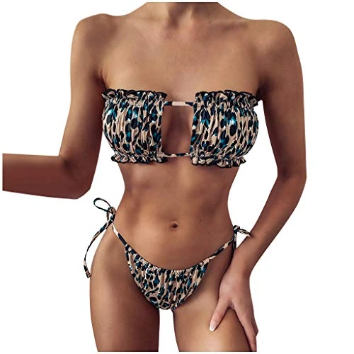 Women's Bikini Set Halterneck Bikini Top Sporty Tankini Women's Top Monokini String Monokini String Women's Bikini Halterneck Sexy Bikini Push Up Monokini Sexy Monokini, khaki, M