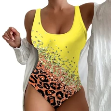 Women's Bikini Set Sexy Lace Up Triangle Bikini Classic-Fit Fashionable Swimsuit Sport Tummy Control Bathing Suit Floral Bikini Set High Waisted Bikini Sets for Women Yellow