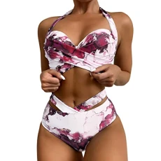 Women's Bikini Sets High Waist Swimsuit Two Piece Swimsuit One Two-Piece Sexy Bikini Flower Swimsuit for Women in Swimwear with Print Swimwear in Set Bikini Women's Leopard Print, 0508c-hot pink, XXL